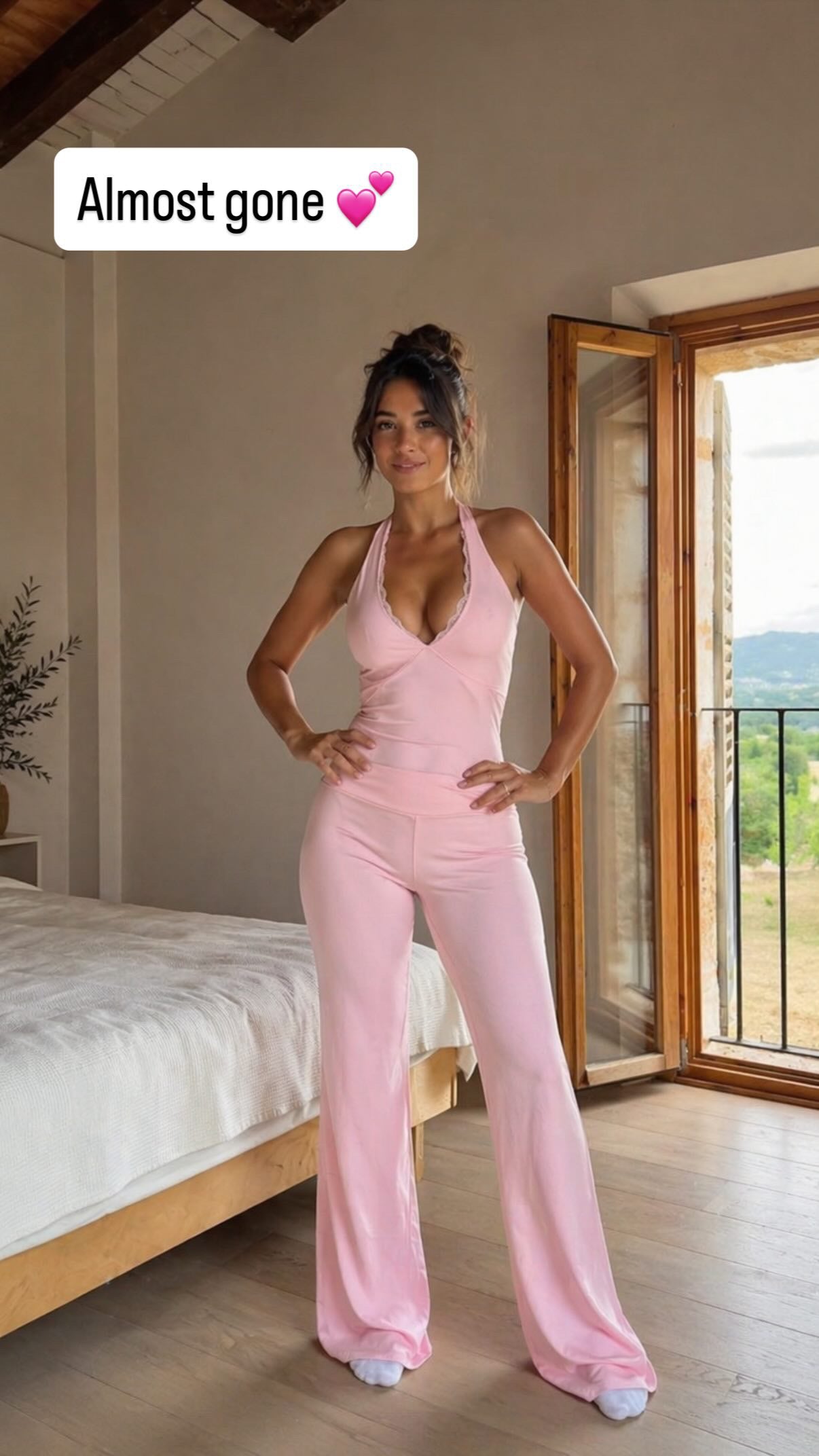 Mila Pink Halter Jumpsuit - Front