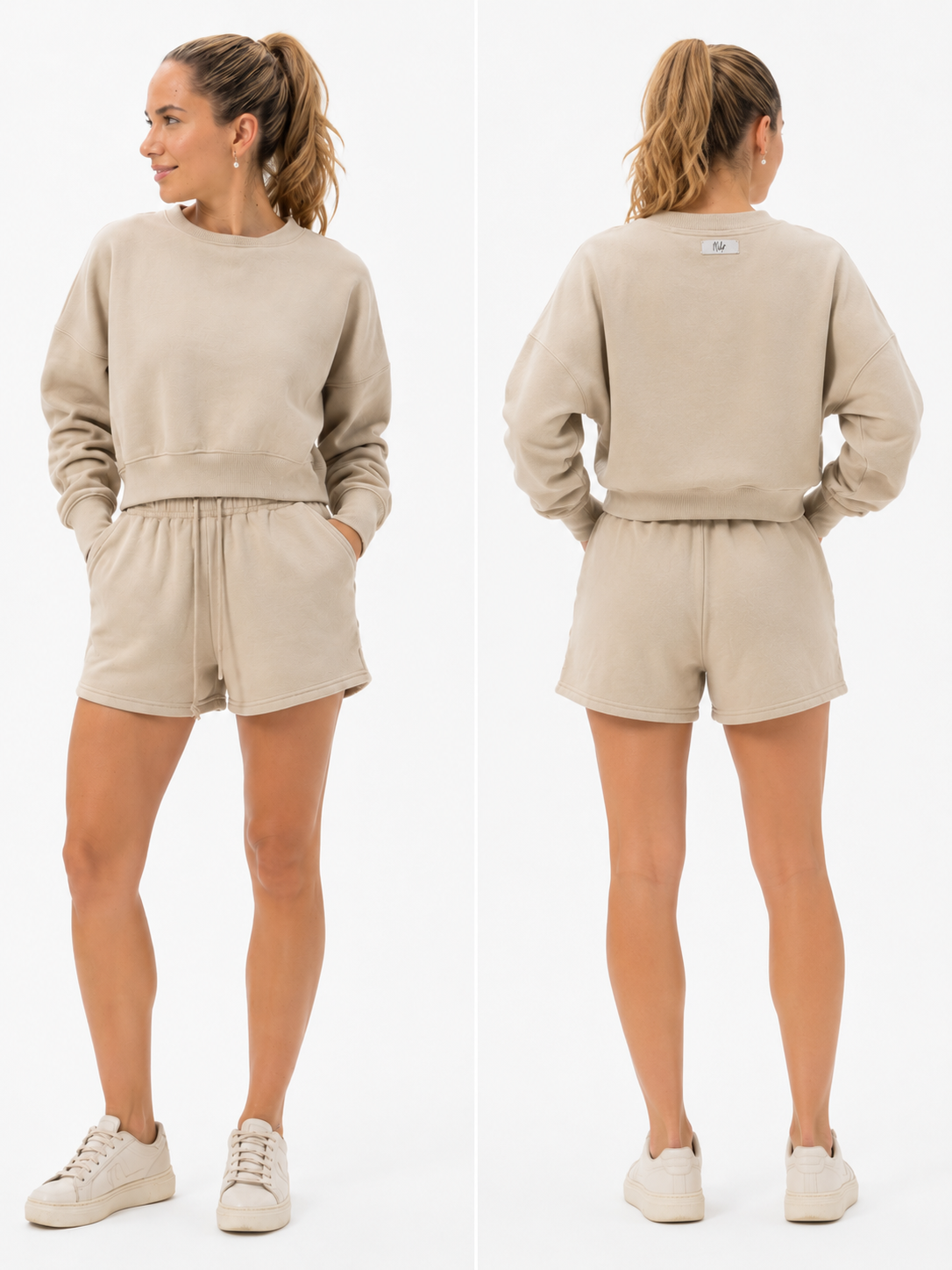 Mila Beige Coordinates Set - Front and Back
